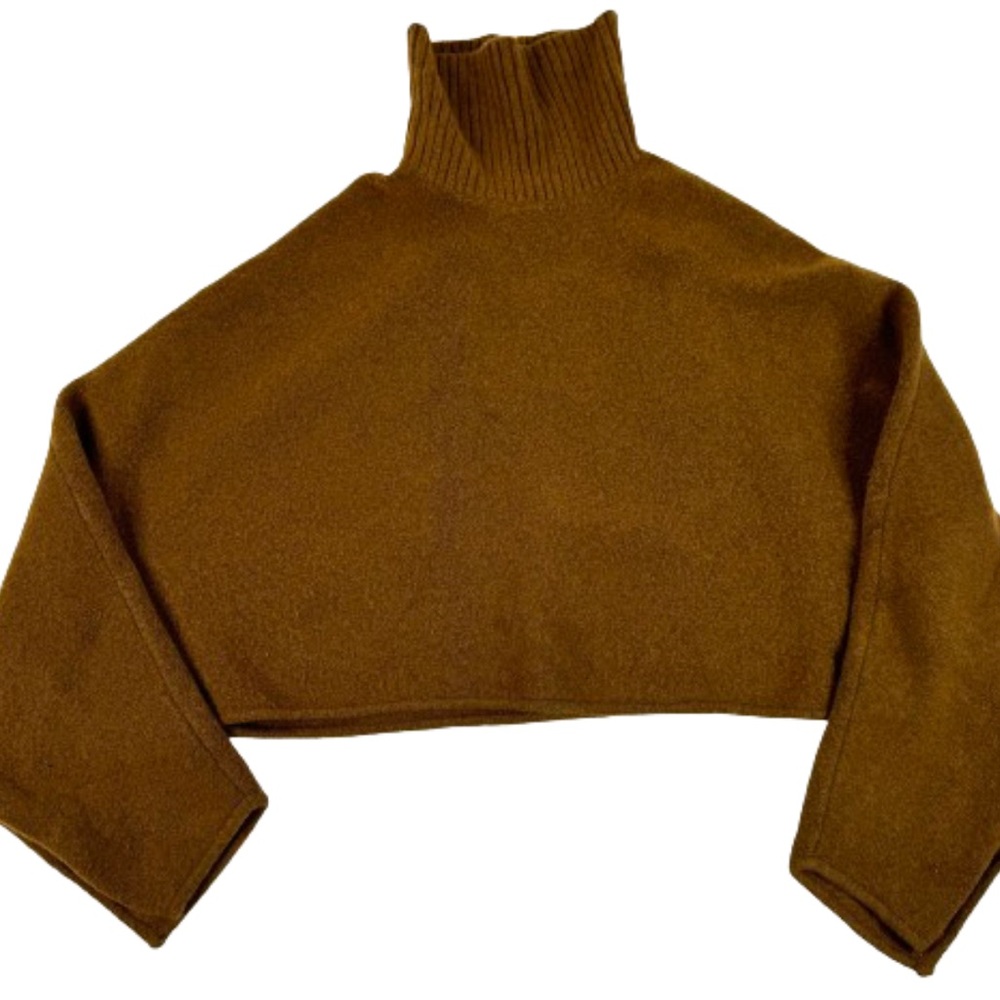 Zara Brown Wool Blend Cropped Sweater - Picture 5 of 9